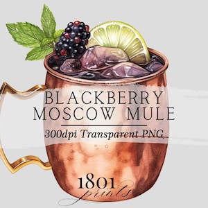 Rosmarin Brombeer Cocktail Illustration || Clipart-Grafik digitaler Download Aquarell Barkarte Hochzeitskarte Cocktail AC523