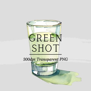 Grüner Tee Schnapsglas Grafische Illustration || Clipart digitaler download Aquarell Bar Menü Hochzeit Cocktail Clipart AC582