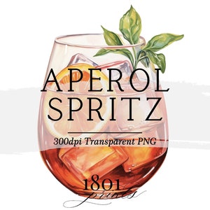 Aperol Spritz in Stemless Weinglas Illustration || Clipart digitaler Download Aquarell Bar Menü Hochzeit Cocktail Clipart AC375