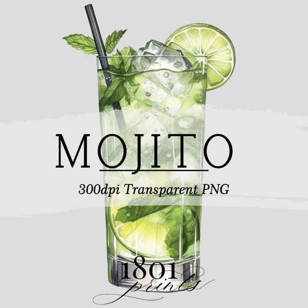 Mojito - Watercolor Cocktail Graphic Illustration || clipart digital download watercolor bar menu wedding cocktail drinks AC385