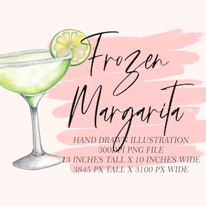 Watercolor Frozen Margarita Clipart: Cocktail Illustration (Digital Download)