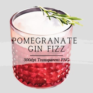 Granatapfel Cocktail Illustration || Clipart-Bild Download Aquarell Barkarte Barkarte Hochzeitskarten AC595