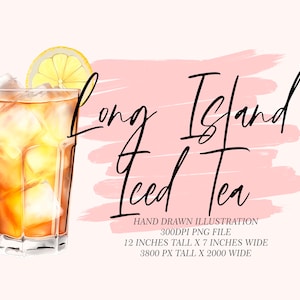 Long Island Iced Tea Cocktail Grafische Illustration || Clipart digitaler Download Aquarell Bar Karte Hochzeit Cocktail Clipart AC0006