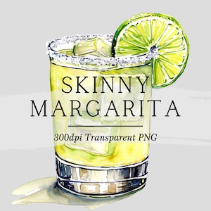 Skinny Margarita - Illustration graphique cocktail aquarelle || clipart téléchargement numérique menu bar aquarelle mariage cocktails boissons AC584
