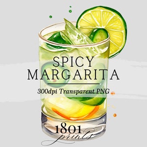 Spicy Margarita Watercolor Illustration: Cocktail Clipart (Digital Download)