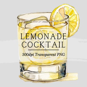 Limonada Spiked Acuarela Cóctel Ilustración Gráfica // clipart descarga digital acuarela bar menú cóctel de boda bebidas AC579