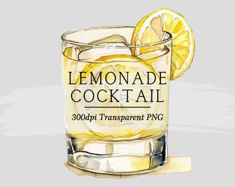 Clipart aquarel limonadecocktail: grafische illustratie (digitale download)