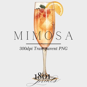 Mimosa Cocktail Illustration Acquerello Cocktail Grafica // clipart download digitale acquerello bar menu cocktail di nozze clipart AC310