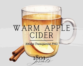 Warm Apple Cider Watercolor Clipart: Fall Cocktail Illustration (Digital Download)