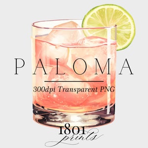 Paloma Cocktail Graphic Illustration // clipart download digitale acquerello bar menu matrimonio cocktail drink clipart AC305