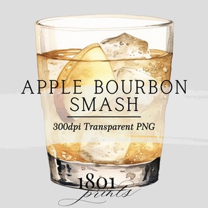 Apple Bourbon Smash Grafische Illustration || Clipart digitaler Download Aquarell Bar Karte Hochzeit Cocktail Bar Karte Cocktail Bar Cocktail Bar Karte Herbst AC516