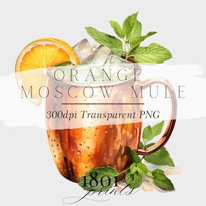 Orange Mossfester Mule Cocktail Grafische Illustration || Clipart digitaler download Aquarell Bar Karte Hochzeit Cocktail Clipart AC313