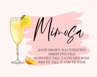 Mimosa Cocktail Watercolor Illustration: Brunch Drink Clipart (Digital Download)