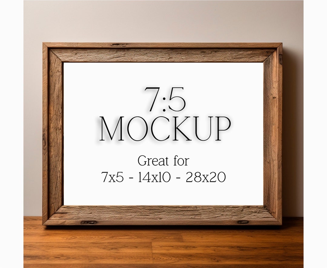 7x5 Horizontal Wooden Frame Mockup Jpeg Portrait Poster Picture Frame