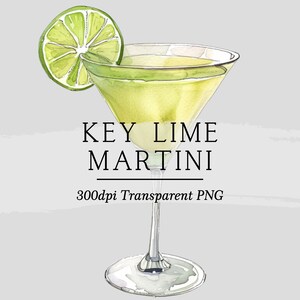 Key Lime Martini Grafische Illustration || Clipart digitaler download Aquarell Bar Menü Hochzeit Cocktail Clipart AC581