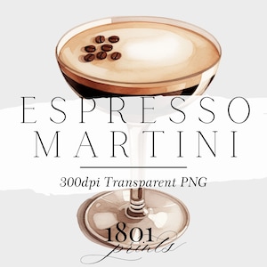 Espresso Martini Watercolor Clipart: Cocktail Illustration (Digital Download)