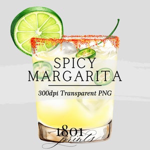 Spicy Margarita Watercolor Illustration: Cocktail Clipart (Digital Download)