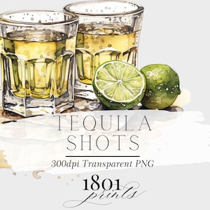 Tequila Shots || clipart digital graphic download watercolor bar menu wedding cocktail drinks clipart  AC326