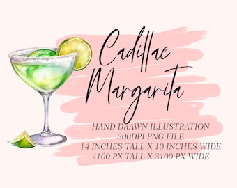 Margarita Watercolor Illustration: Cocktail Clipart (Digital Download)