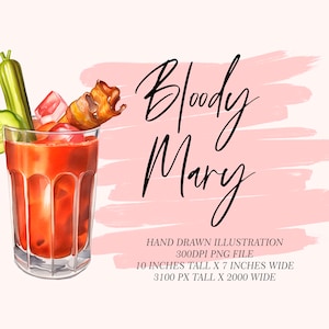 Bloody Mary Cocktail Graphic Illustration || clipart digital download watercolor bar menu wedding cocktail drinks clipart AC0007