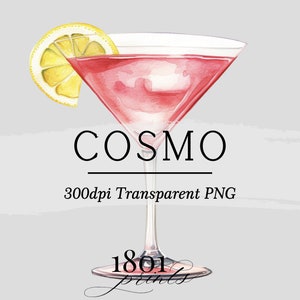 Kosmopolitisch Aquarell Cocktail Grafik Illustration || cosmo Clipart digitaler download Aquarell Bar Karte Hochzeit Cocktail AC520