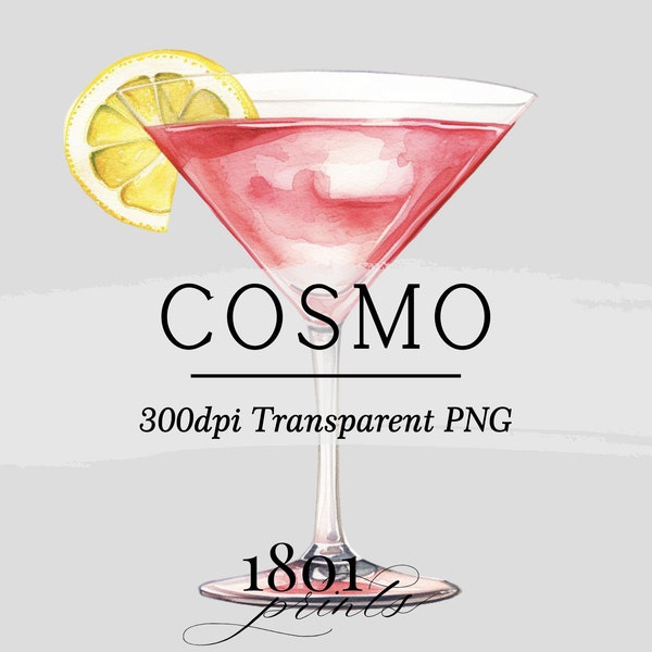 Cosmopolitan Watercolor Cocktail Graphic Illustration || cosmo clipart digital download watercolor bar menu wedding cocktail drinks AC520