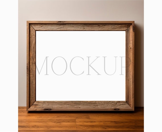 4:3 Horizontal Wooden Frame Mockup Jpeg || Portrait Poster Picture