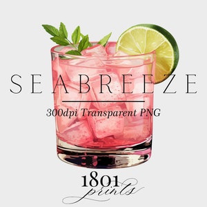 Brise de mer - Illustration graphique cocktail aquarelle || clipart téléchargement numérique aquarelle bar menu mariage cocktail boissons clipart AC291