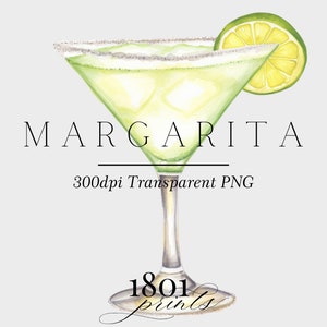 Margarita Watercolor Illustration: Cocktail Clipart (Digital Download)