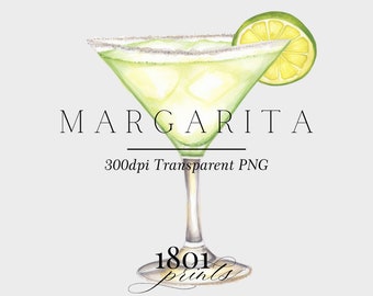 Margarita Watercolor Illustration: Cocktail Clipart (Digital Download)