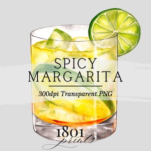 Spicy Margarita Watercolor Clipart: Cocktail Illustration (Digital Download)
