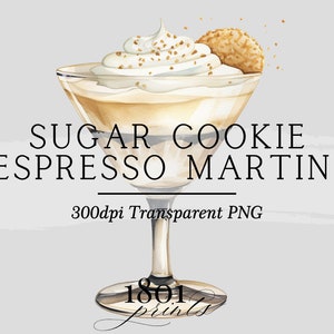 Zuckerkeks Espresso Martini Grafische Illustration || Urlaub Weihnachten Cocktail Aquarell Bar Menükarte Hochzeit Cocktail AC557