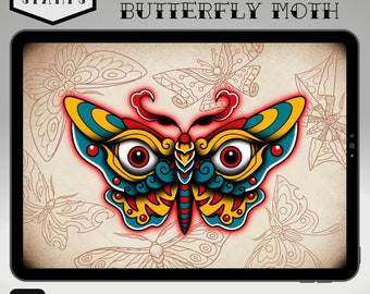 100 Timbres de tatouage procréer papillon papillon | Procréer des pinceaux | Conception de tatouage | Pour iPad | VOL1 + VOL2