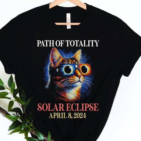 Funny Cat Wearing Solar Eclipse Viewers Shirt Vintage Path of Totality Tee April 8 2024  Cat Lover Gift Solar Eclipse Souvenir Cat Mom shirt