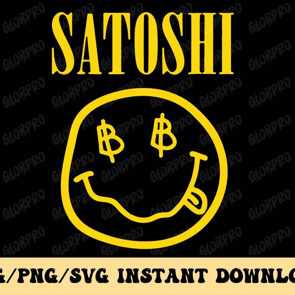 Satoshi Smile Face SVG PNG Satoshi Bitcoin SVG Yellow Satoshi png Svg Trendy Satoshi Smiley Face png Crypto Logo png Graphic bitcoin svg