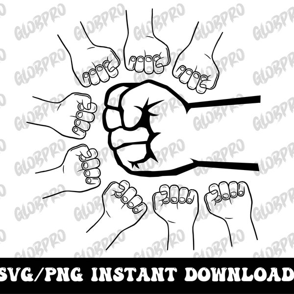 Día del padre personalizado Fist Bump Set SVG Bebé Niño Niño Papá Fist Bump SVG Día del padre PNG Nombre personalizado Descarga digital Cortar archivos