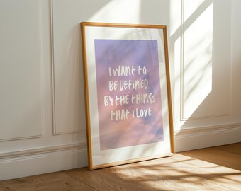 Póster con la letra "Quiero que me definan las cosas que amo" – Descarga digital – Impresión de Lover Era – Arte mural para amantes de la música