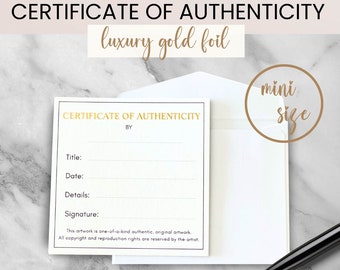 Certificate of Authenticity, Certificate of Original Art, Mini Size