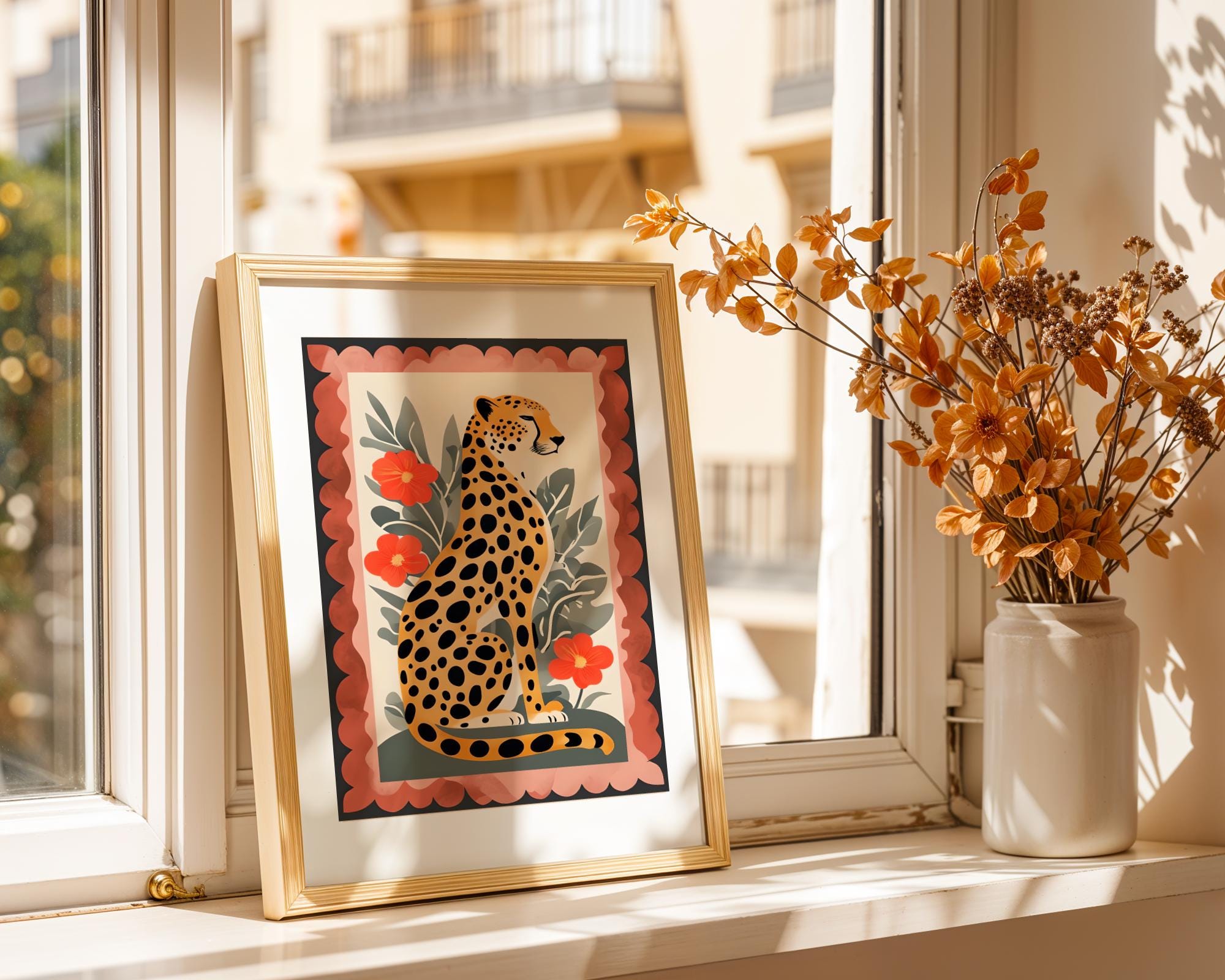 PRINTABLE POSTER | Modern Jungle Cheetah Wall Art Illustration Boho ...