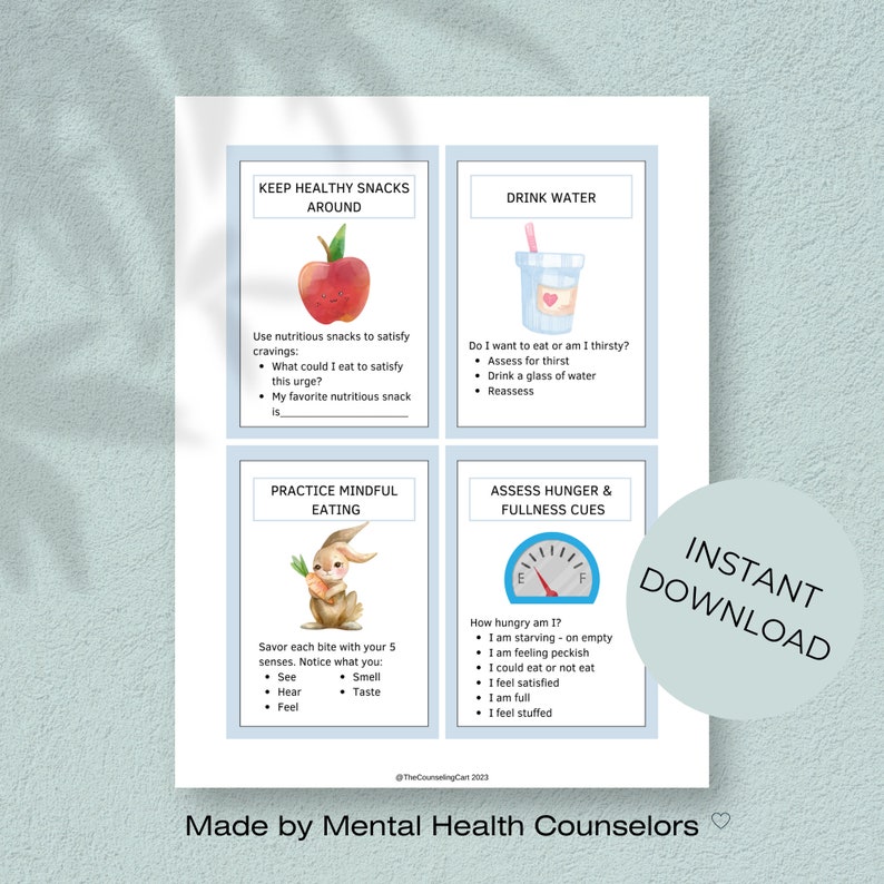 Overcoming Binge-eating Flashcards/coping Cards Worksheets Visual Aids