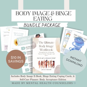 Body Image and Binge Eating Bundle Package | Healing a Negative Body Image | Polyvagal Theory, Somatic Therapies and CBT | Coping Cards