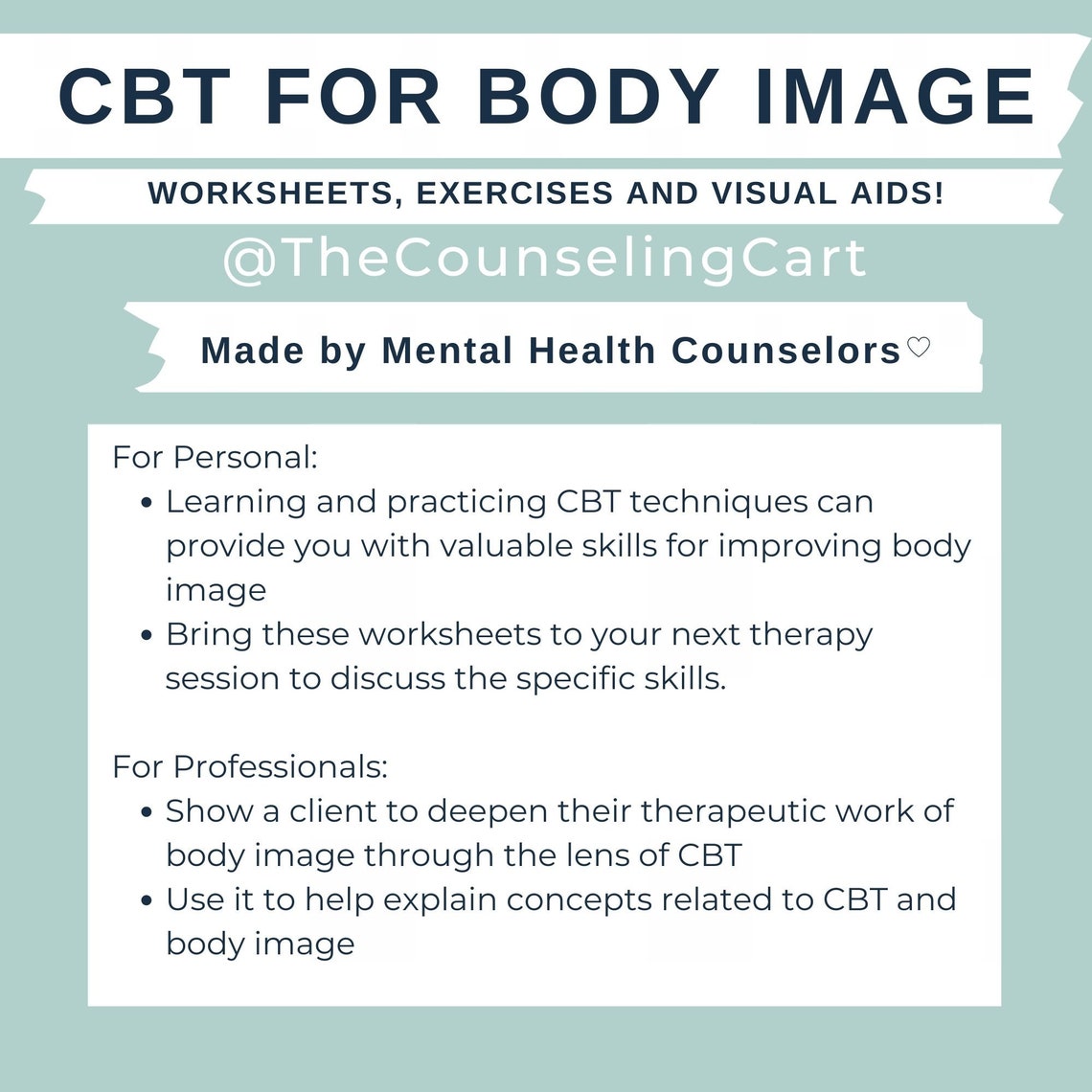 CBT Body Image Worksheets: Exercises & Visual Aids (PDF Download) - Etsy