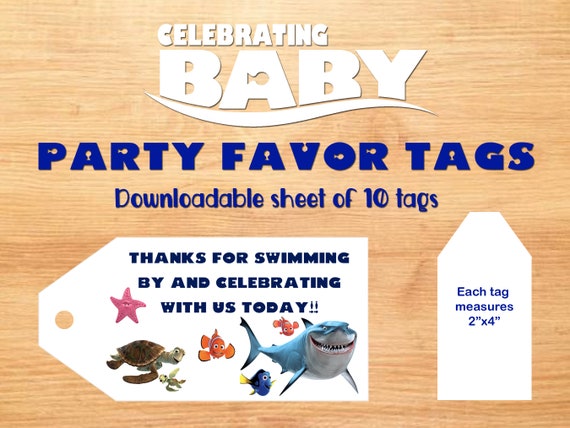 Celebrating Baby, Ocean Theme Baby Shower "Thanks for swimming by..." Gift/Party Favor Tags Printable