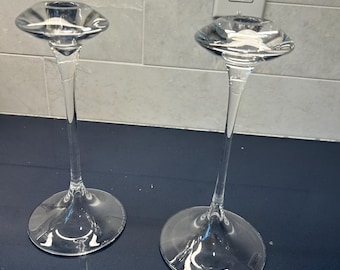 Vintage Kosta Boda Crystal Candlestick 6 piece Set – Scandinavian Art Glass Decor