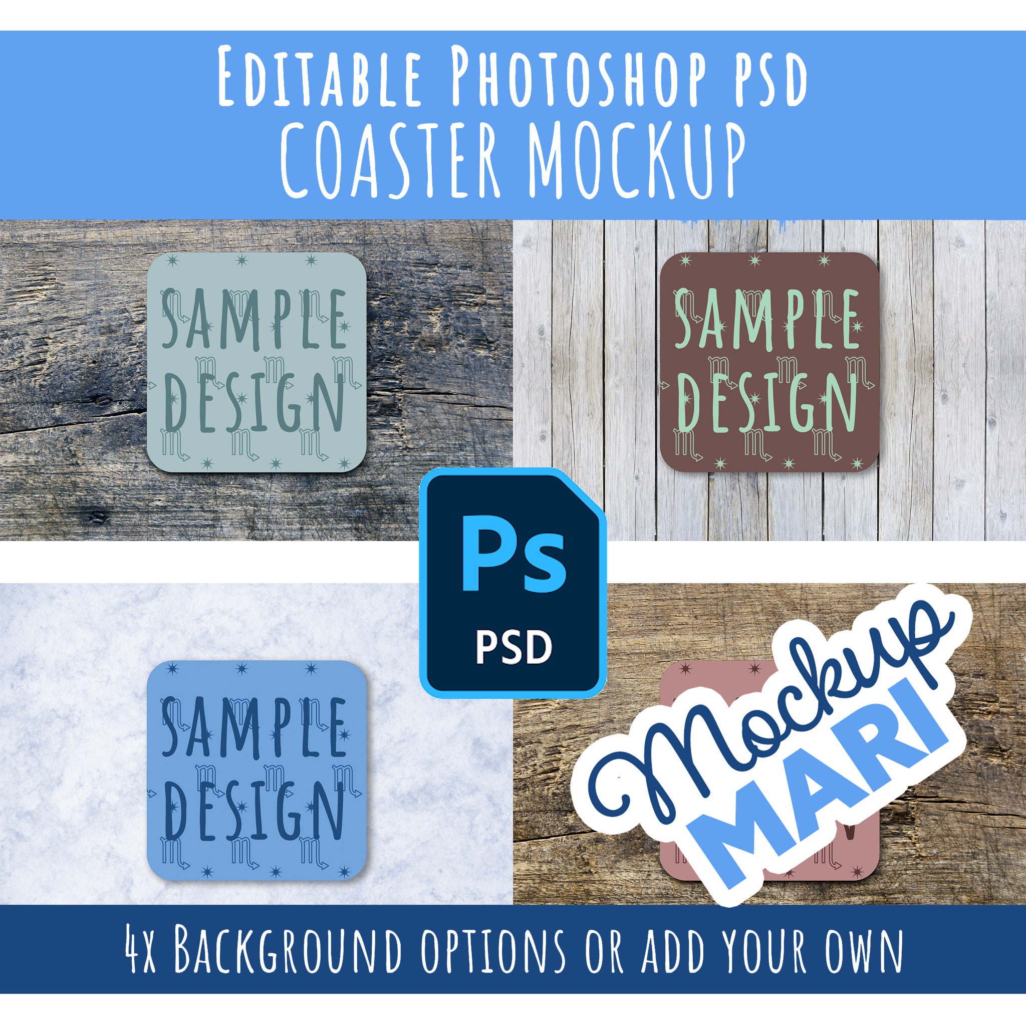 Editable Coaster Mockup PSD Photoshop Coaster Background Smart Object ...