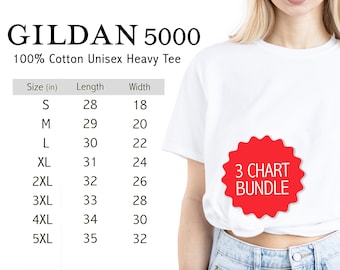 Gildan 5000 Size Guide G500 Shirt Size Chart Gilden 5000 Womens White Mockup Bundle Gildan 5000 Tshirt measurements white background graphic