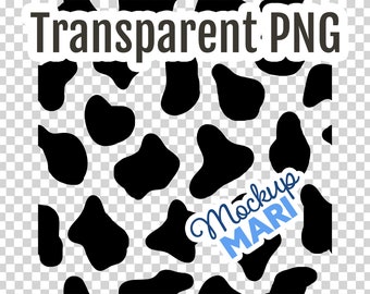 Transparent Cow PNG Seamless Cow Pattern Livestock Print Background PNG Natural Animal Print Overlay Cows Digital Paper Black Spots