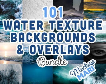 100 Water Backgrounds Bundle PNG Water Texture Overlays Raindrop Waves Ocean Sea River Lake Wet Dripping 300dpi High-Res Quality PNG Bundle