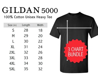 Gildan 5000 Shirt Size Chart Table Bundle G500 Shirt Size Guide Gilden Black Shirt Size Chart Mockup T-shirt Measurements White Background