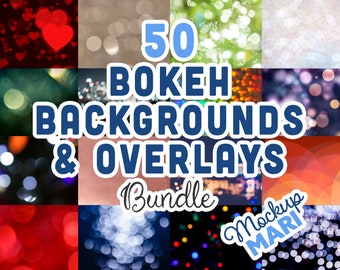 50 Blurred Backgrounds Bundle Rainbow Bokeh Overlays Colorful Lens Flare Backdrops High-Res Quality MultiColored Out of Focus Light Effects